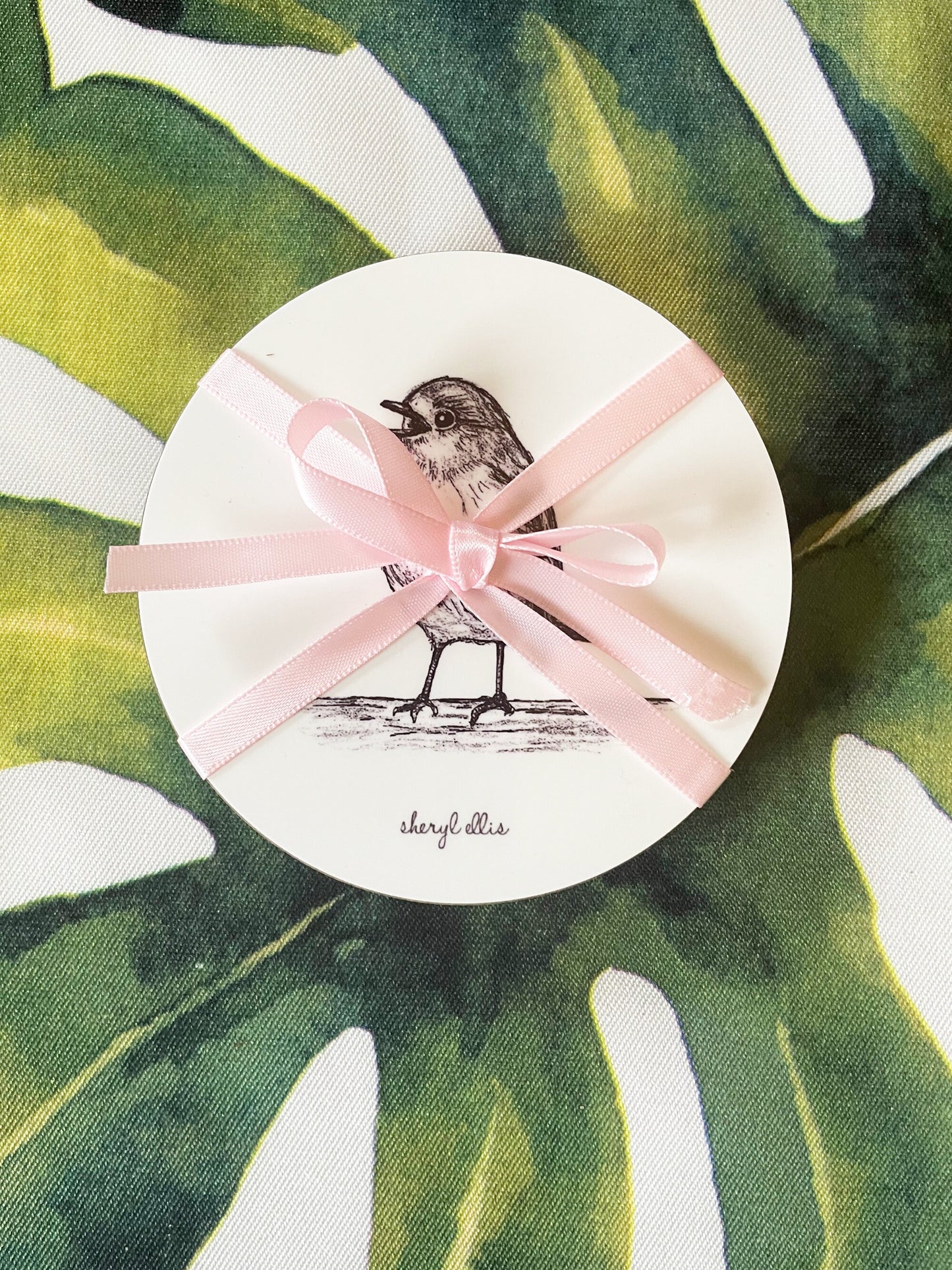 Chirping Robin Coasters - Round (Pack of 4 - White)
