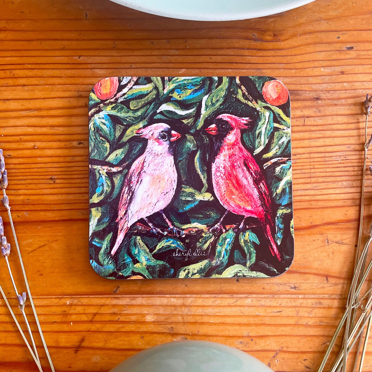 Cardinal Bird Coasters - Square (Pack of 4)