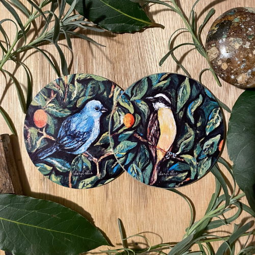 Blue Jean Tanager & Kiskadee Coaster Set (Pack of 4)