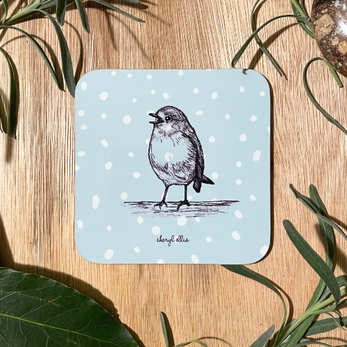 A Chirping Robin Mug and Coaster Set - (1 Mug + 1 Coaster)