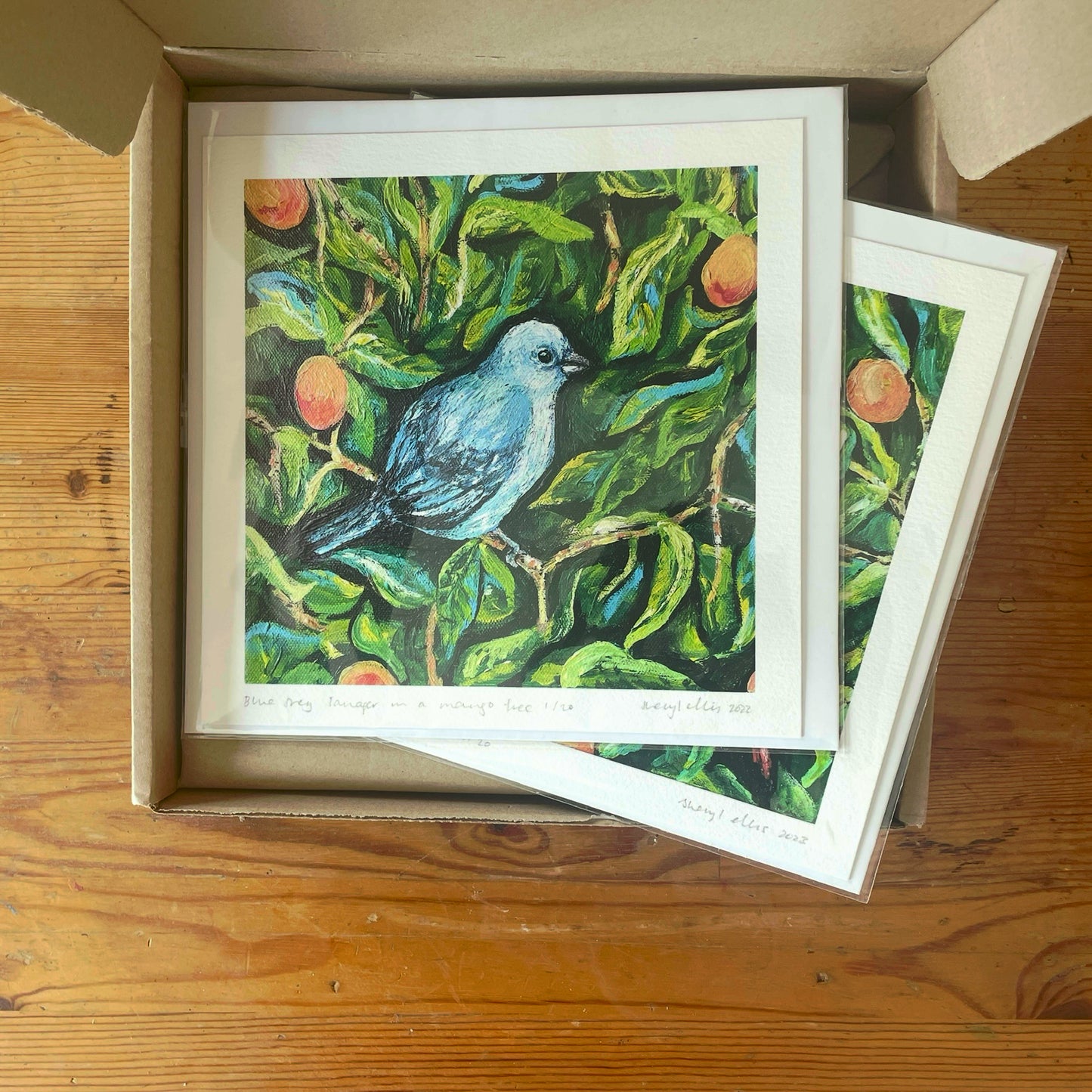 Blue Jean Tanager - Giclee - Fine Art print of the Canvas - 20cm by 20cm