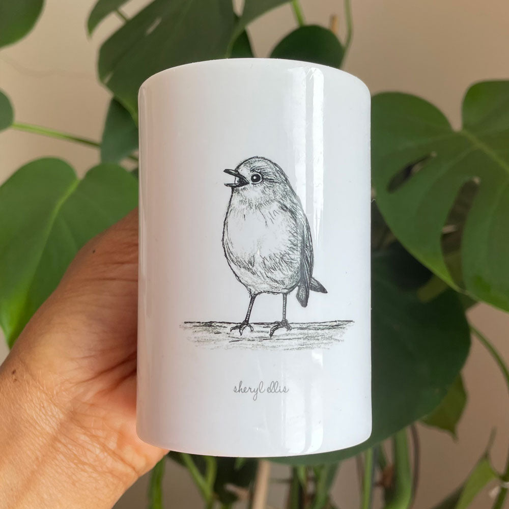 Chirping Robin Mug - White
