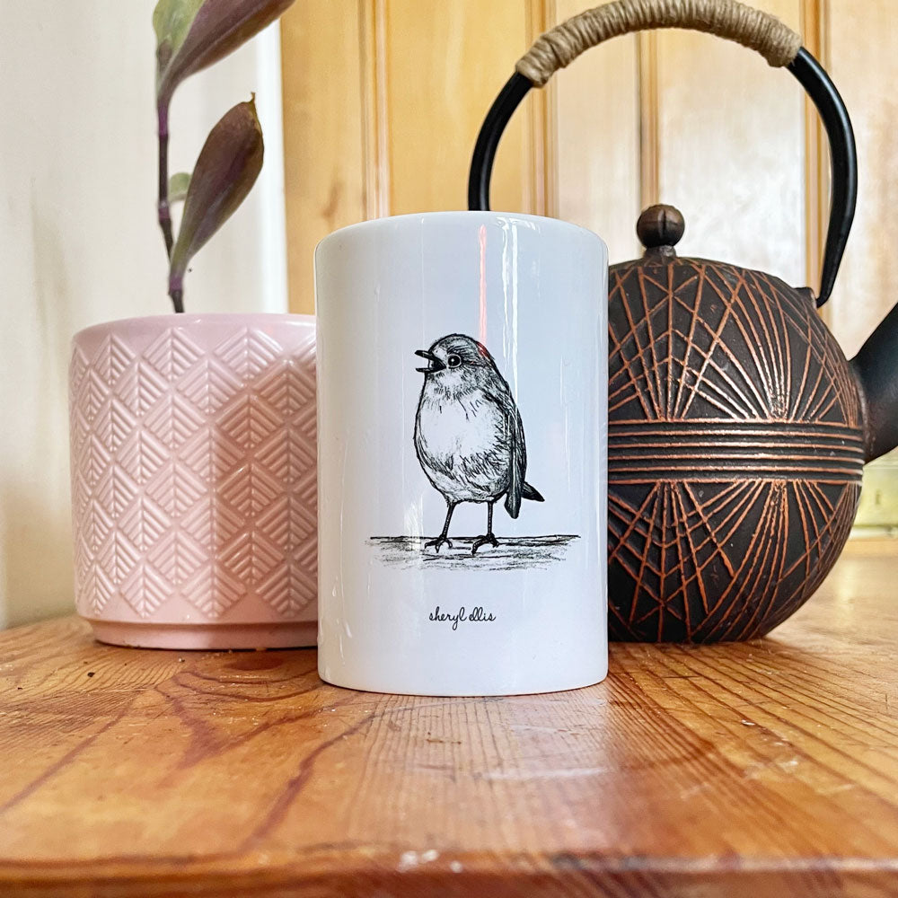 Chirping Robin Mug - White